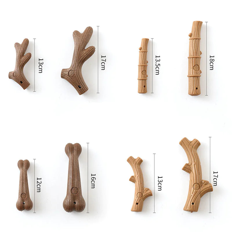 Durable Pine Wood Dog Chew Toy - Bone Shape Interactive