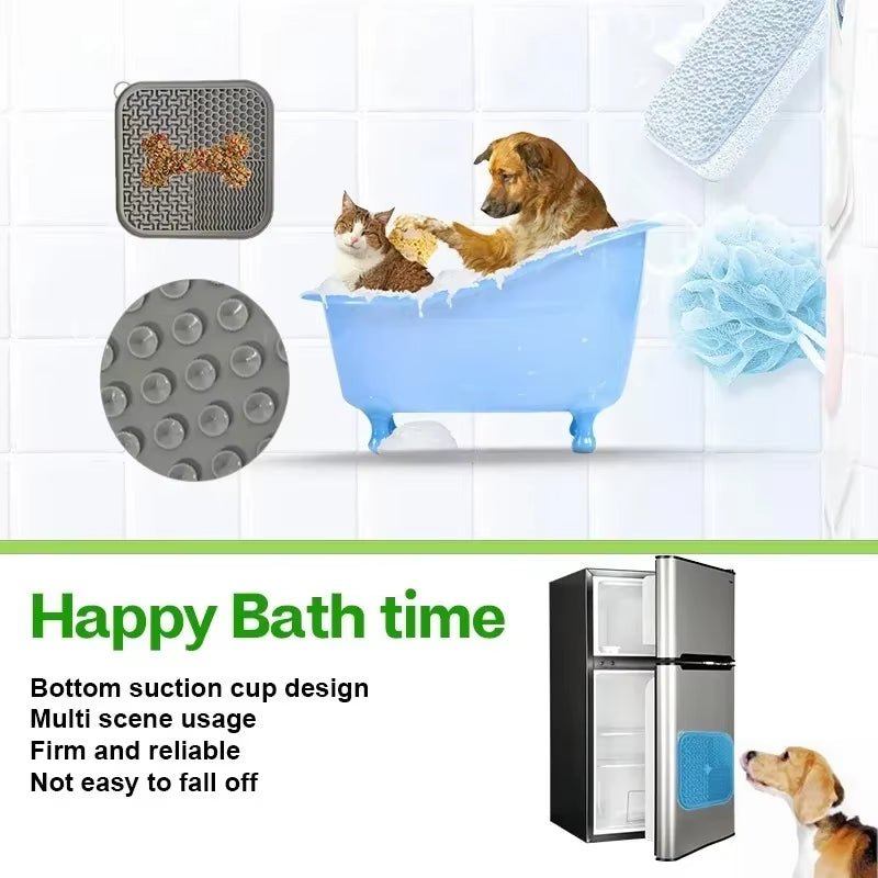 Dog Lick Mat with Suction Cup Slow Feeders Licking Pet Anxiety Relief Cat Training for Yogurt Peanut Butter Pet Feeding Supply