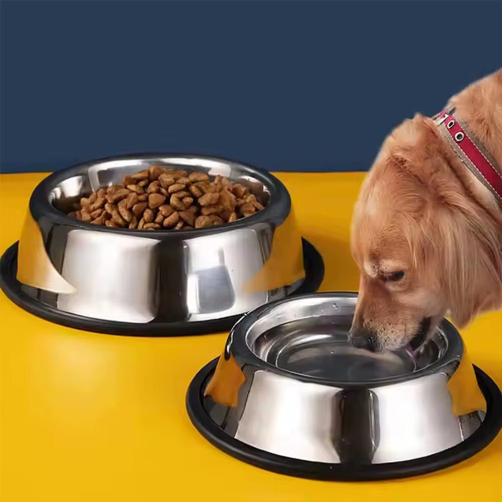 Steel Pet Dog Bowl Feeder Skidproof Anti-Ant Food Water Drink Dishes Feeder Dog Bowls Food Accessories Pet Supplies