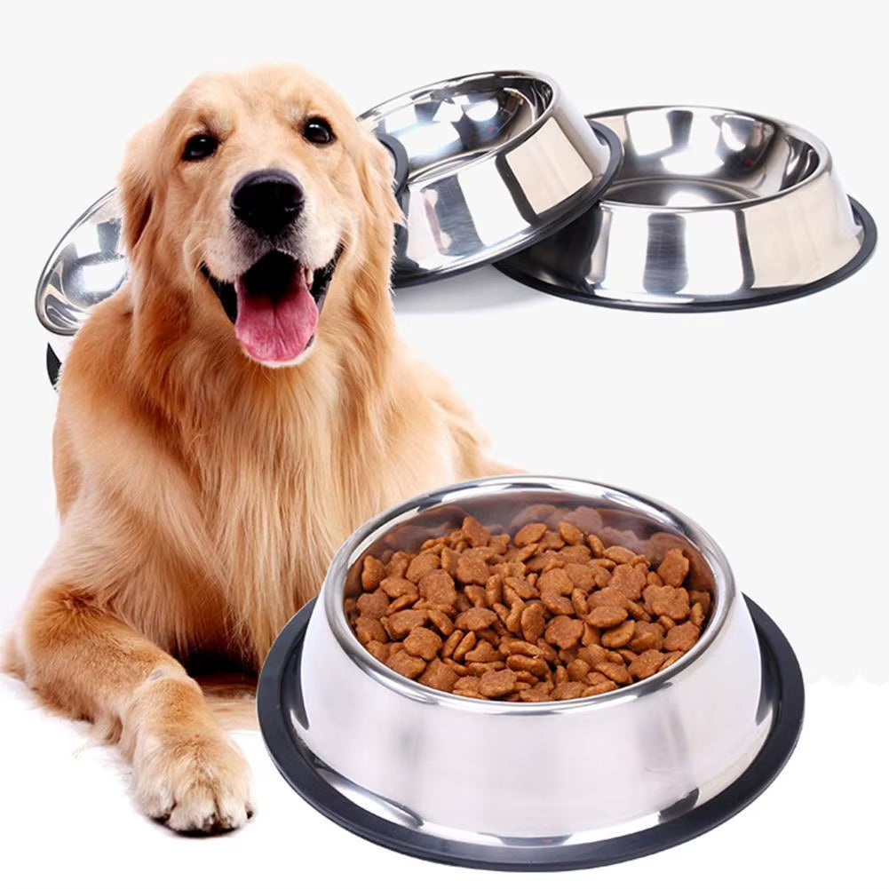 Steel Pet Dog Bowl Feeder Skidproof Anti-Ant Food Water Drink Dishes Feeder Dog Bowls Food Accessories Pet Supplies