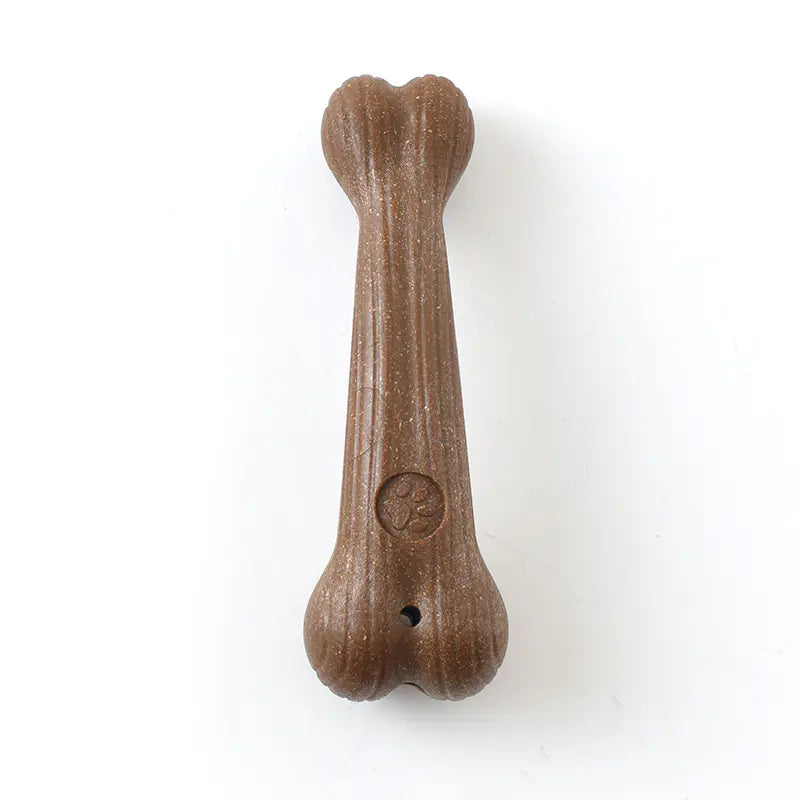 Durable Pine Wood Dog Chew Toy - Bone Shape Interactive