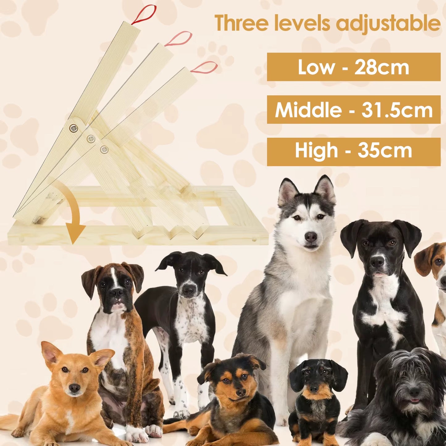 Dog Nail Scratch Board Height Adjustable with Built-In Treat Box Wooden Puppy Nail Grinding Pad Treat Drawer Board Foldable